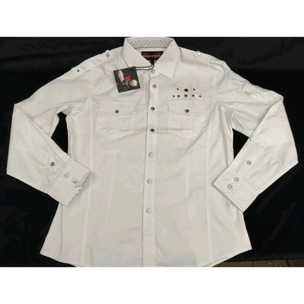 House of Lords Shirt Men M Button Up Long Sleeve Embroidery Rematch Design